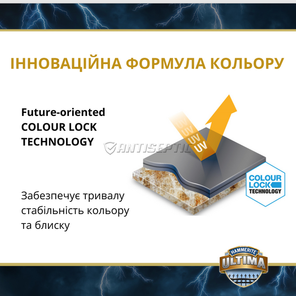 Захисна фарба 3 в 1 по металу на водній основі Hammerite Ultima, 0,7 л, антрацитово-сіра, глянцева 5774718 фото