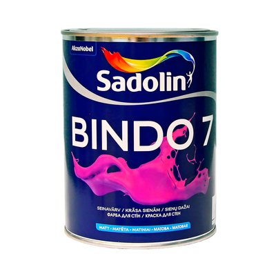 Фарба матова для стін та стель Sadolin Bindo 7, 1 л, білий 782955895 фото