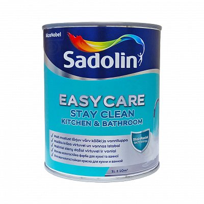 Фарба акрилова для стін та стелі вологостійка Sadolin EasyCare Kitchen&Bathroom, 1 л, білий 1910342215 фото