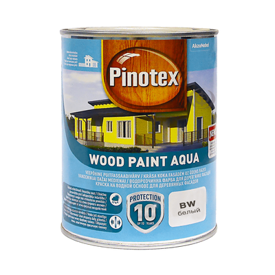 Фарба на водній основі для дерев'яних фасадів Pinotex Wood Paint Aqua, 1 л, Білий, Матовий 36763 фото