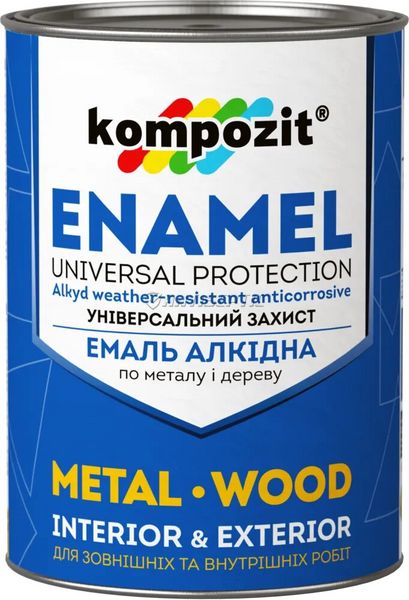 Емаль універсальна алкідна атмосферостійка Kompozit ПФ-115, 24 кг, зелений (захисний), матовий 896872420 фото